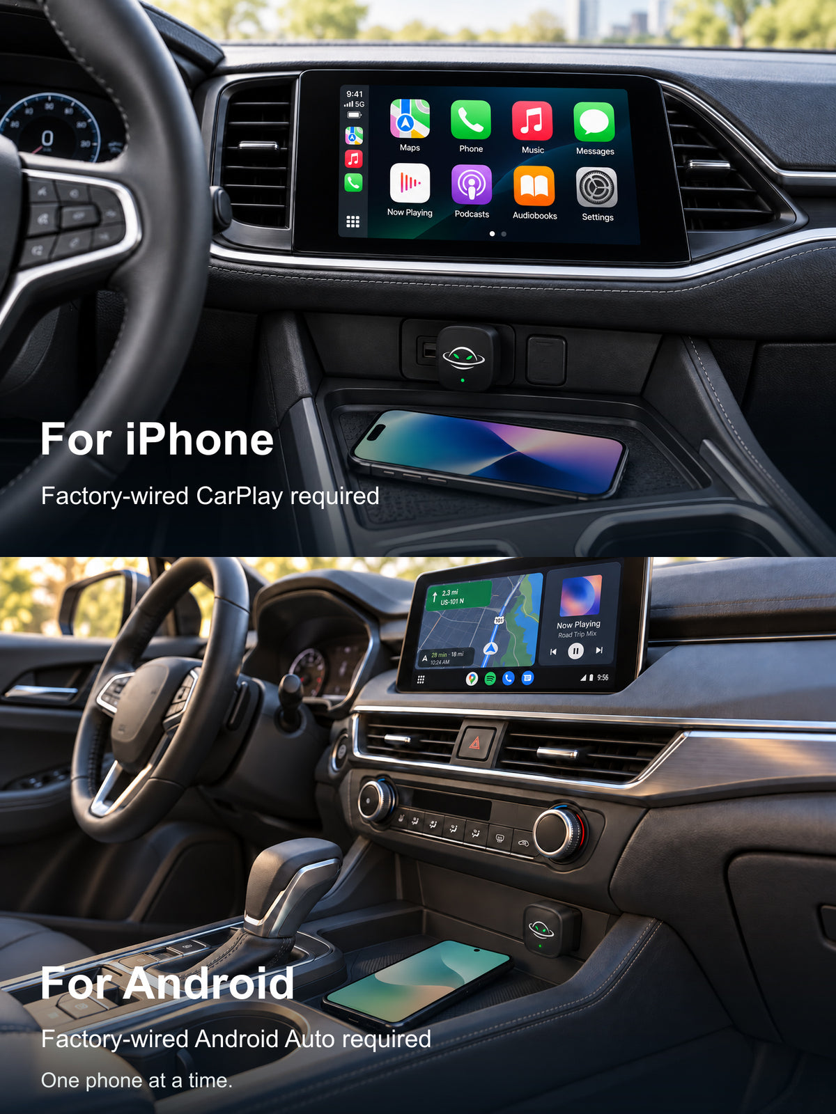 MINGMA  2-in-1 Wireless CarPlay & Android Auto Adapter