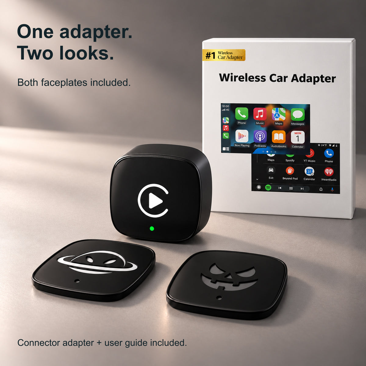 2-in-1 Wireless CarPlay & Android Auto Adapter, Wired to Wireless