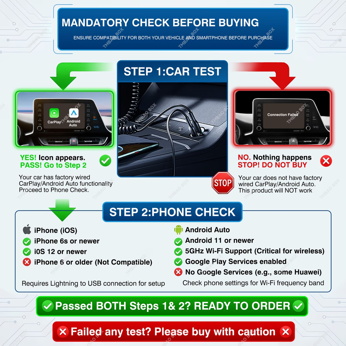 MINGMA 2-in-1 Wireless CarPlay & Android Auto Adapter(BSW002)